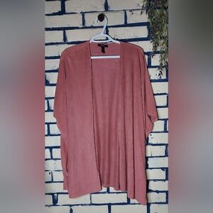 Rose faux suede kimono cardigan